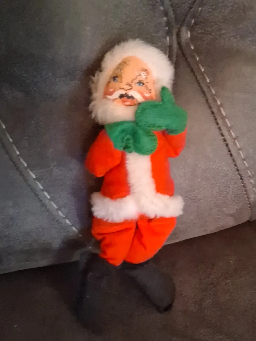 Annalee Holiday Plush Santa, Mrs. Claus and Candy Cane Dog Set - Red & Green